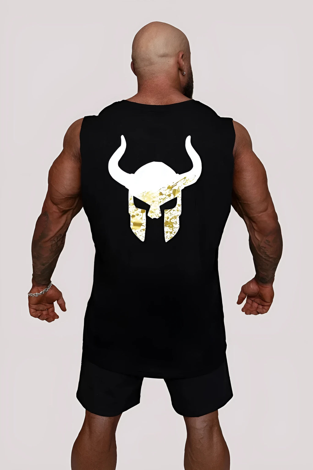 Men's sleeveless fitness vest in black without pattern, loose fit round neck, for outdoor running