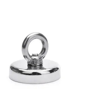 Silver nickel-plated D25mm round ring fishing magnet for underwater metal retrieval