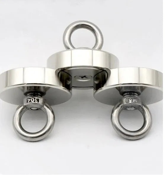 Silver nickel-plated D25mm round ring fishing magnet for underwater metal retrieval