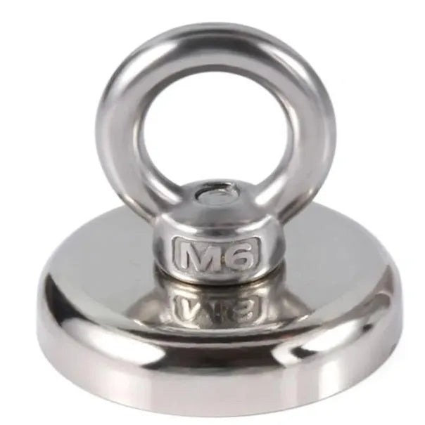 Silver nickel-plated D25mm round ring fishing magnet for underwater metal retrieval