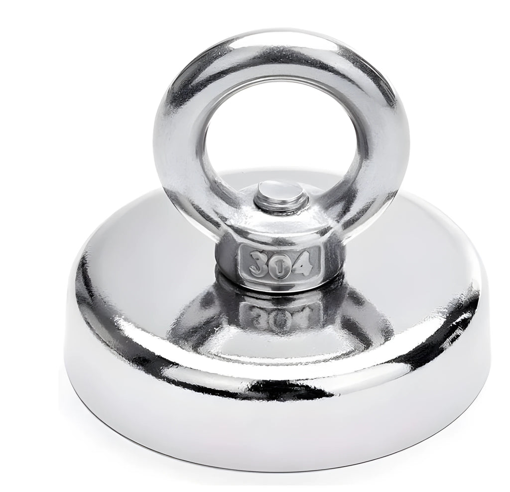 Silver nickel-plated D25mm round ring fishing magnet for underwater metal retrieval