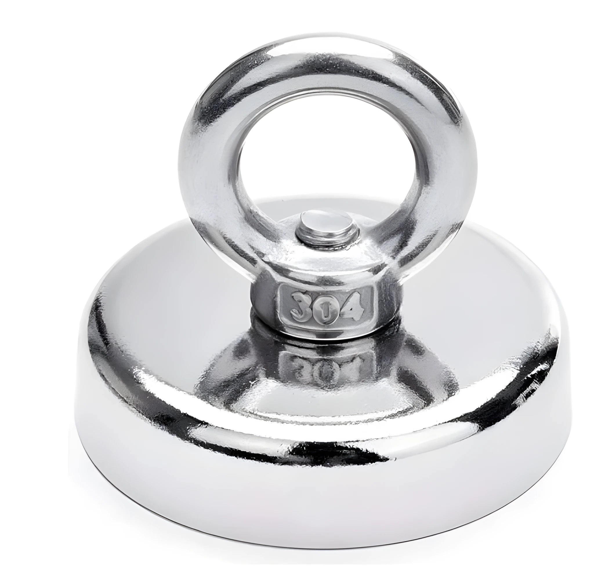 Silver nickel-plated D25mm round ring fishing magnet for underwater metal retrieval