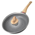 Macadamite non-stick frying pan in green colour on a kitchen hob.