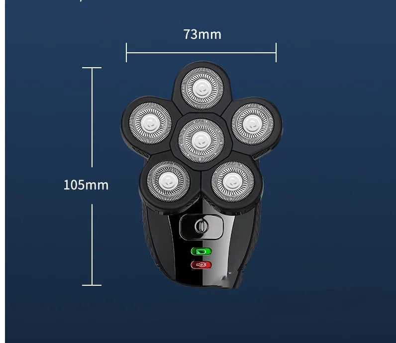 Men's rechargeable electric shaver with IPX6 waterproof rating, USB charging, and 90-minute runtime, in five in one or stand alone model