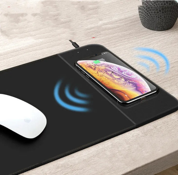 Cartoon design wireless charging mouse pad with RGB lighting on the edge