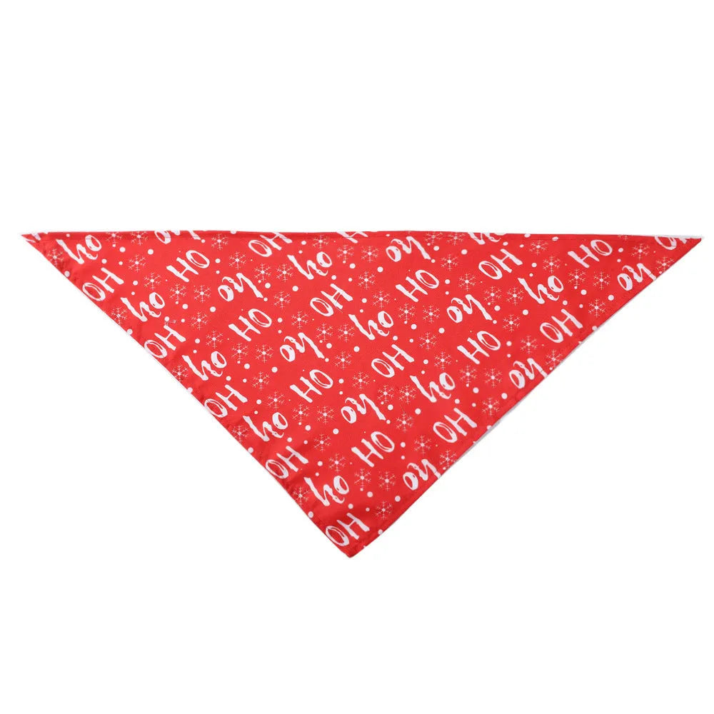 Christmas pet saliva towel triangle scarf in deep green with printed letters on polyester fabric