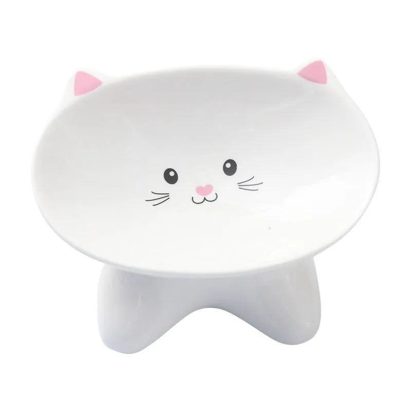 Small porcelain cat face pet food bowl for cats and small dogs, easy to clean universal feeding dish