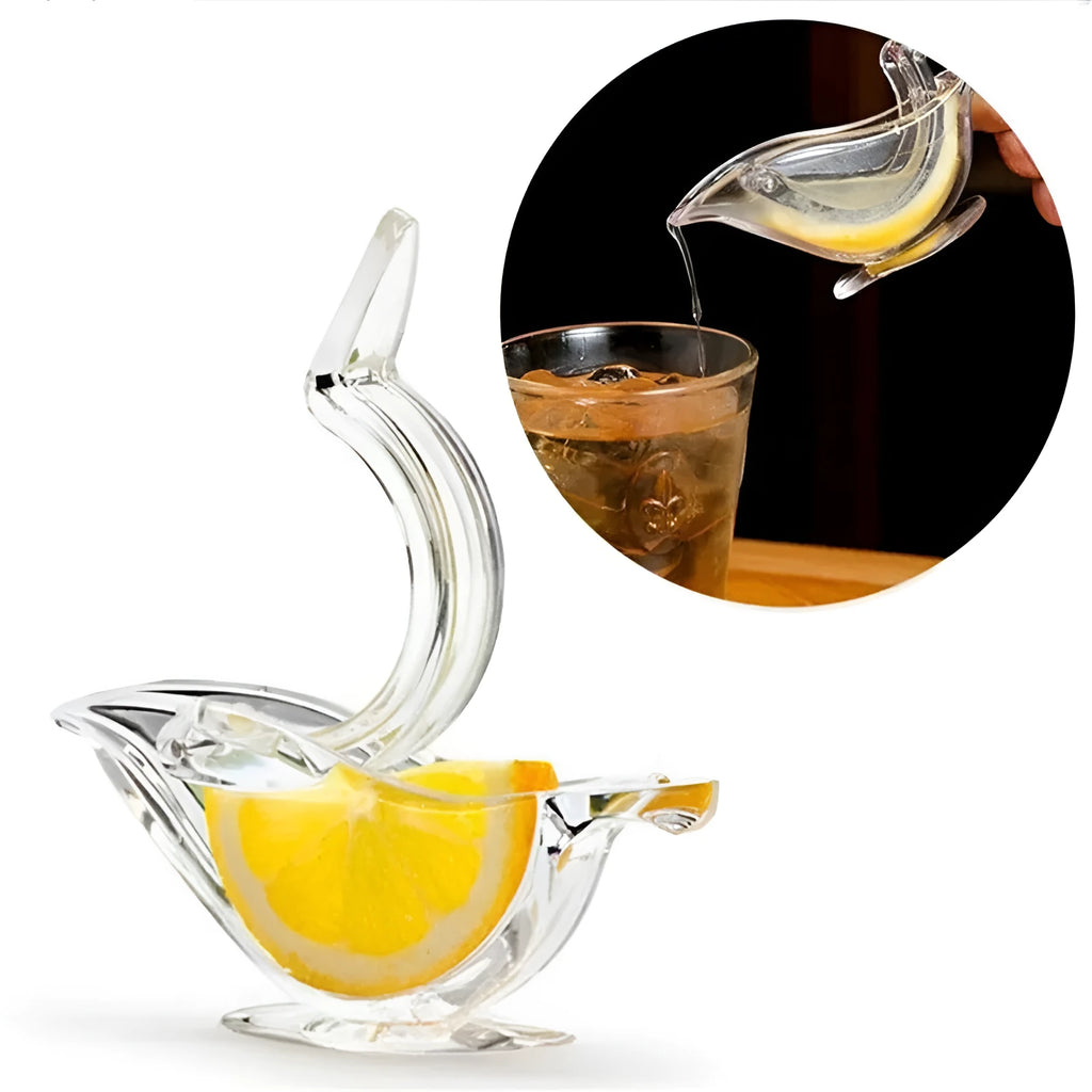 Transparent acrylic bird-shaped manual lemon juicer for fresh citrus extraction