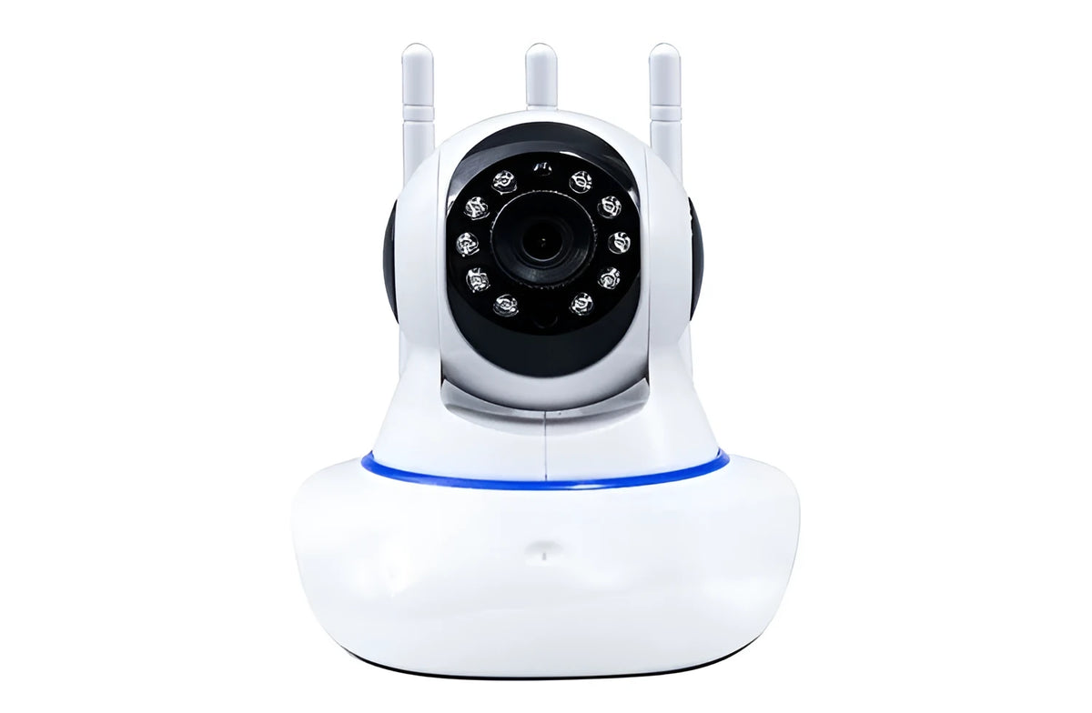 Minions wireless WiFi camera with 360 degree rotary head, 1080P night vision, three antennas, and 3.6mm lens.