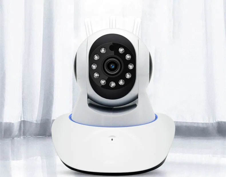 Minions wireless WiFi camera with 360 degree rotary head, 1080P night vision, three antennas, and 3.6mm lens.