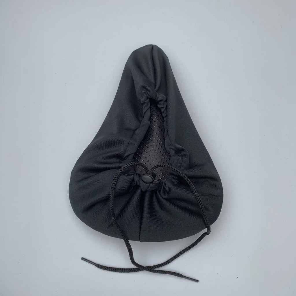 Silicone-free bicycle cushion cover in black, non-slip fabric with aviation cotton padding, 28x18cm