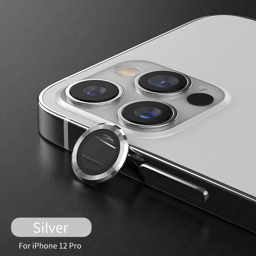 Metal iPhone camera lens protector film for iPhone 12 Pro Max in graphite colour