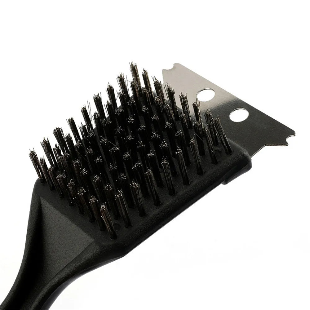 Barbecue cleaning brush with steel wire bristles and shovel end for BBG grill
