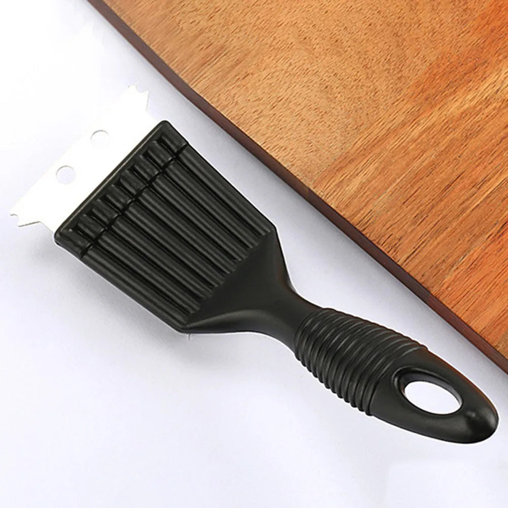Barbecue cleaning brush with steel wire bristles and shovel end for BBG grill