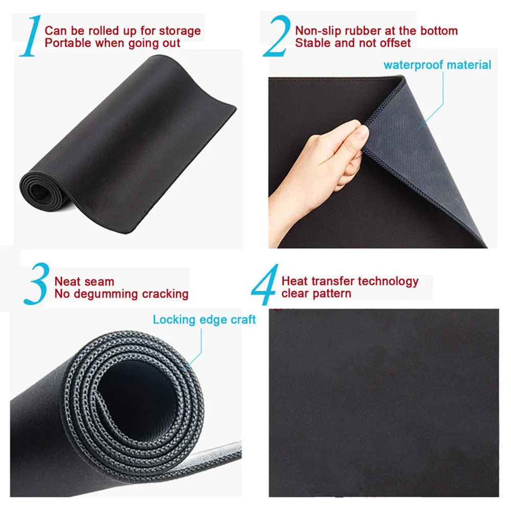Sailor Moon non-slip desk mat with natural rubber base and fine cloth surface on a wooden desk