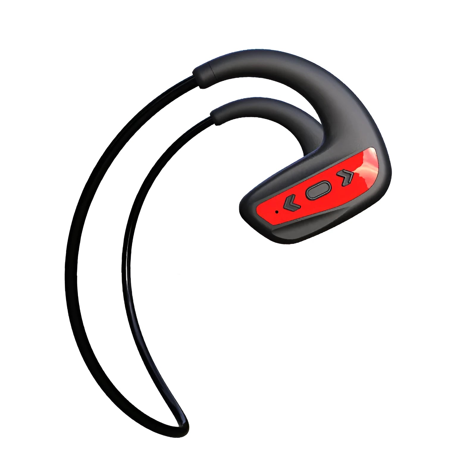 Black and red waterproof Bluetooth swimming headset with head-mounted design for sports use