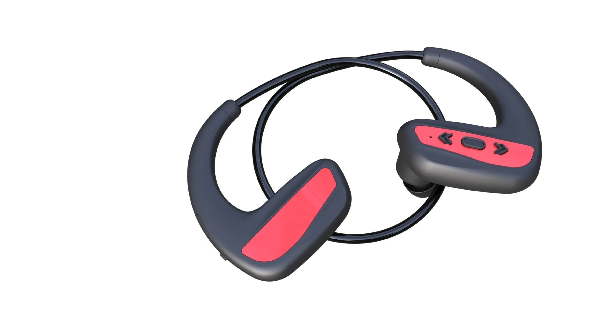 Black and red waterproof Bluetooth swimming headset with head-mounted design for sports use