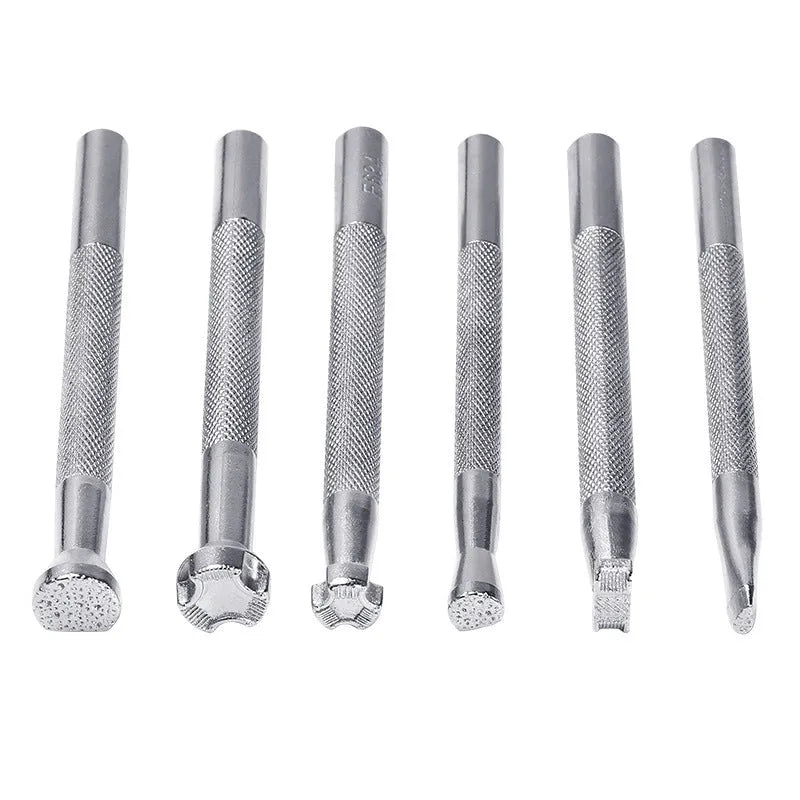Set of 6 alloy leather carving printing sticks models A004 E684-S PA003 E684 A005 X500-2
