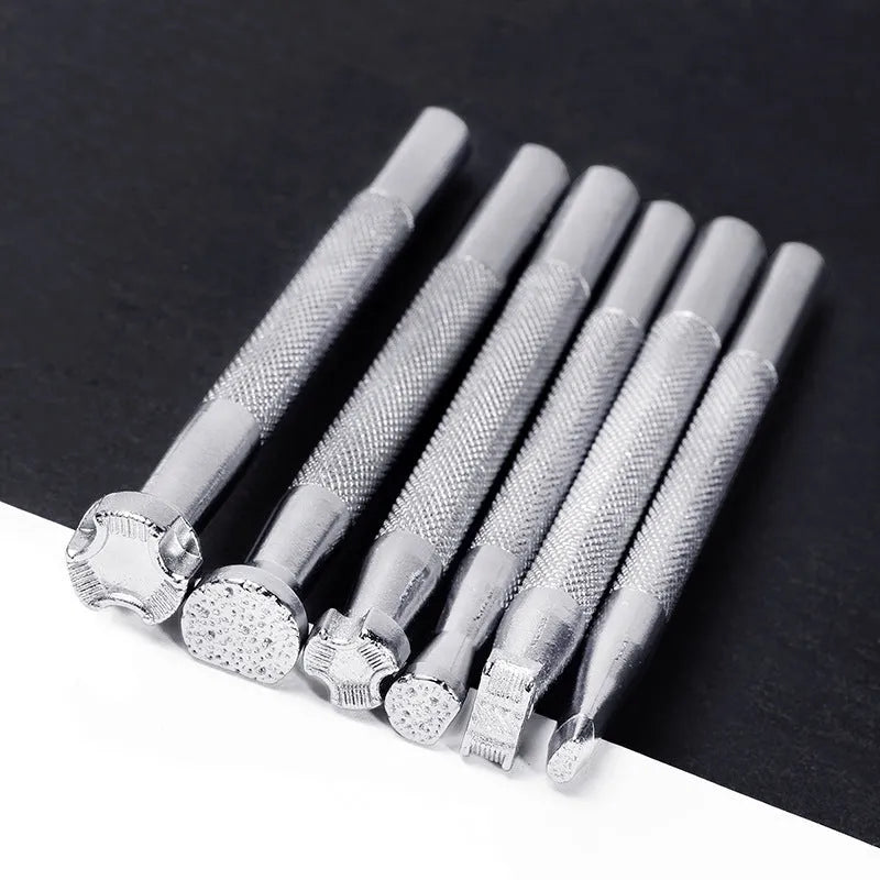 Set of 6 alloy leather carving printing sticks models A004 E684-S PA003 E684 A005 X500-2