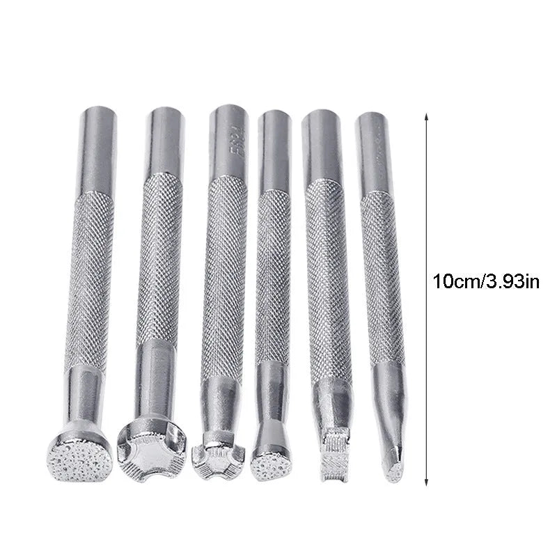 Set of 6 alloy leather carving printing sticks models A004 E684-S PA003 E684 A005 X500-2