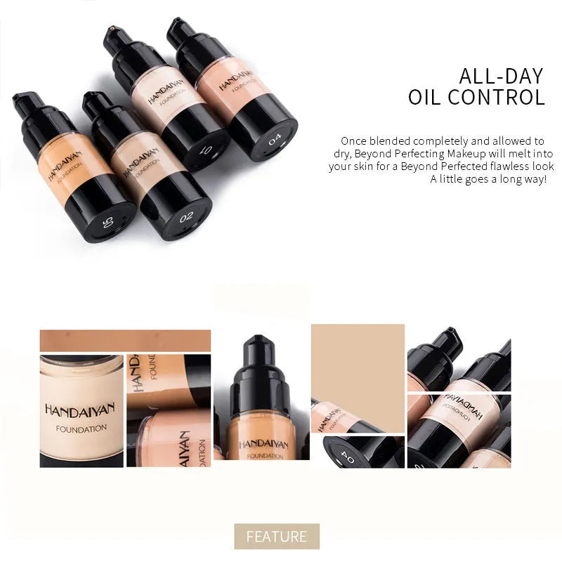 HANDAIYAN liquid foundation bottle with full cover waterproof moisturiser for dark skin in multiple colour options