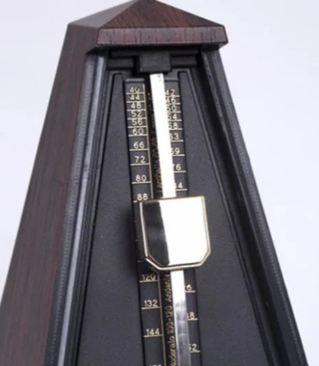 Mechanical tower metronome in PPS tempered plastic imitation wood grain, 210x115x115mm, for guitar piano violin practice