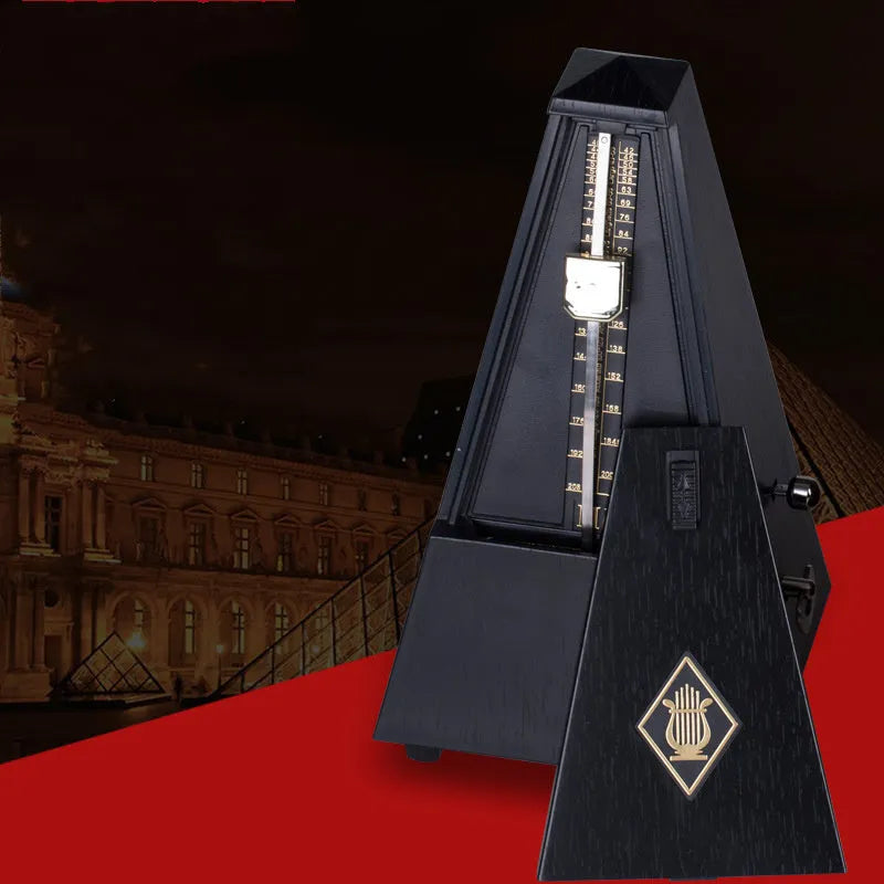 Mechanical tower metronome in PPS tempered plastic imitation wood grain, 210x115x115mm, for guitar piano violin practice