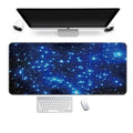 Super long large gaming mouse pad desk mat in rubber and cloth with non-slip base and wrist guard, available in multiple sizes and colours.