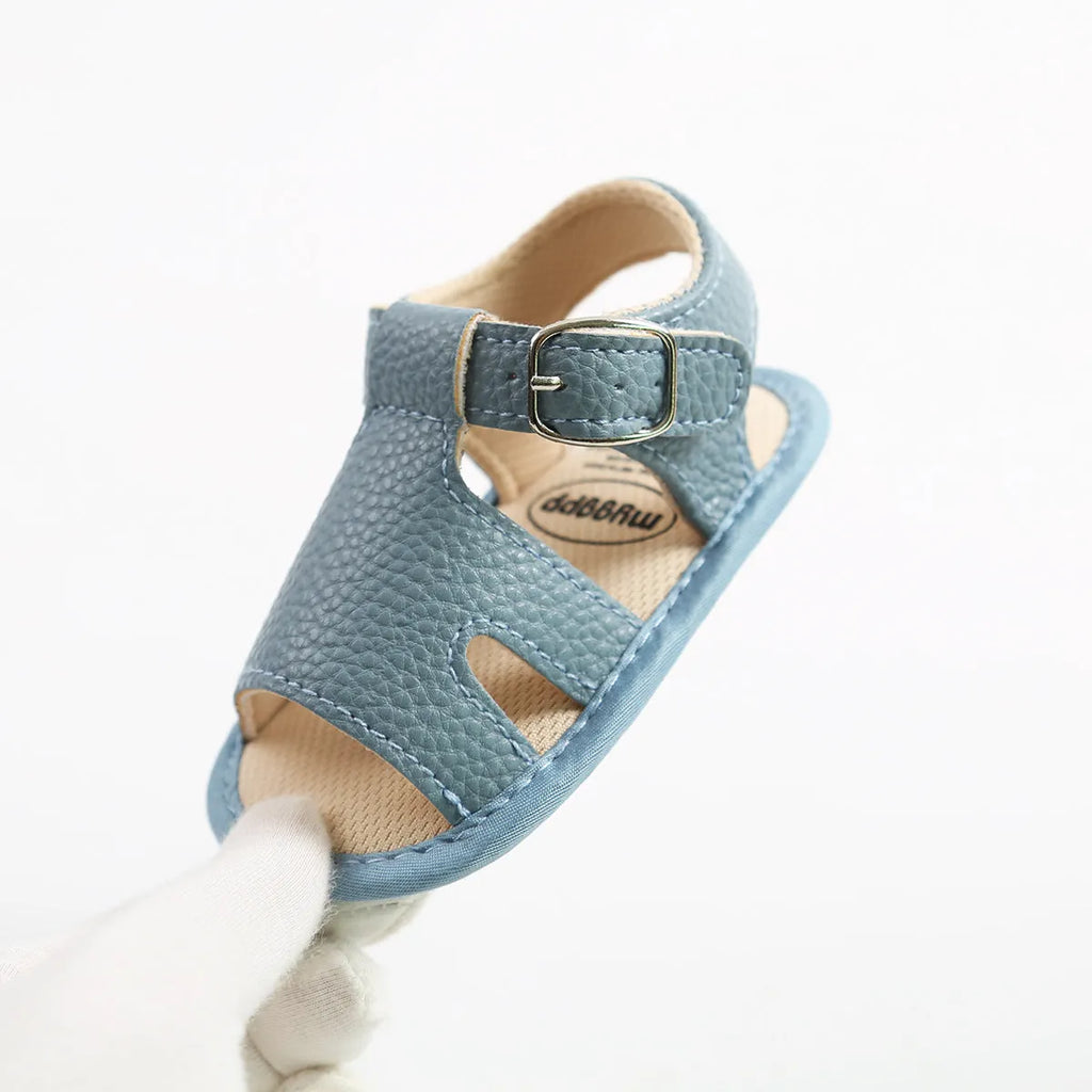 Synthetic leather toddler baby sandals summer breathable non-slip plain pattern