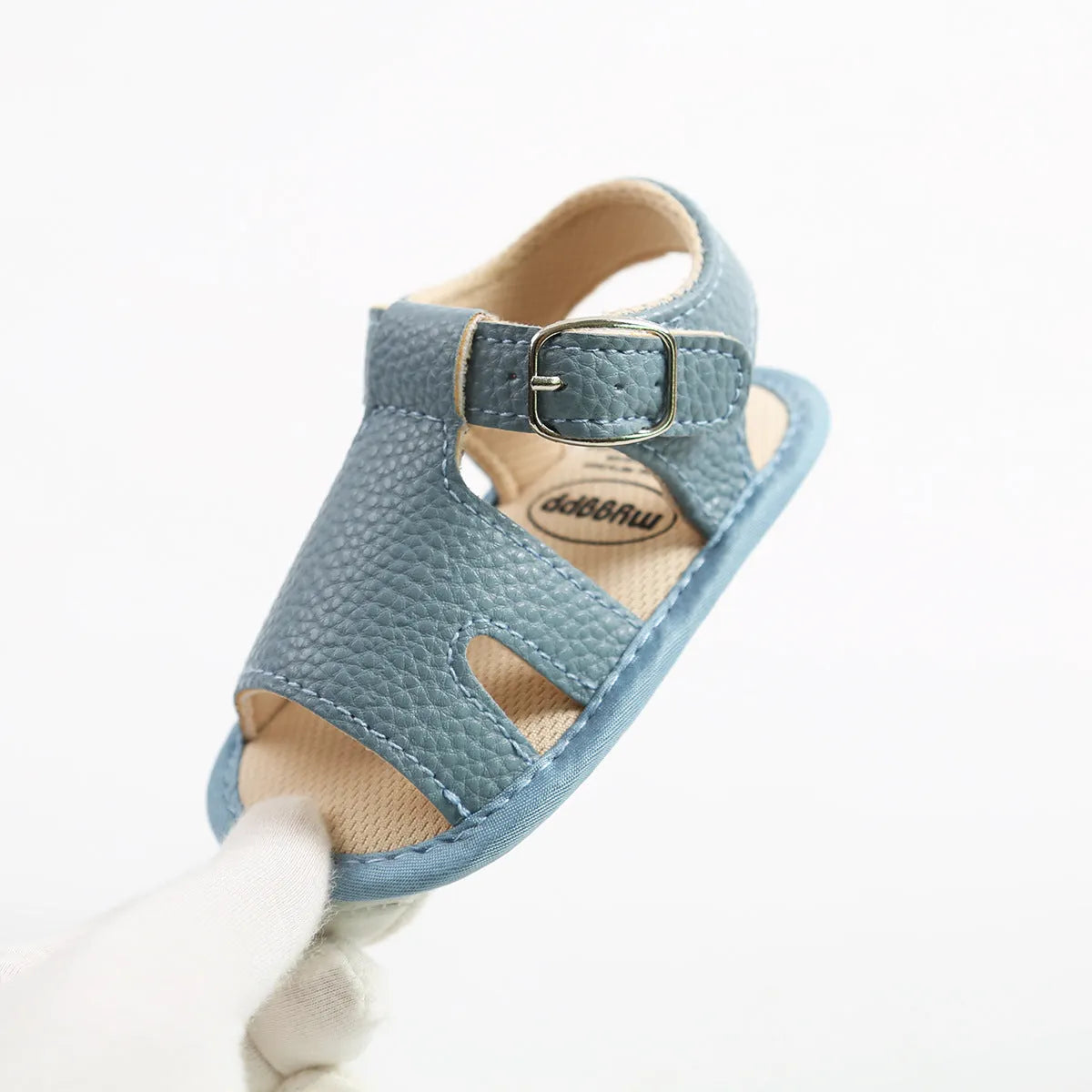 Synthetic leather toddler baby sandals summer breathable non-slip plain pattern
