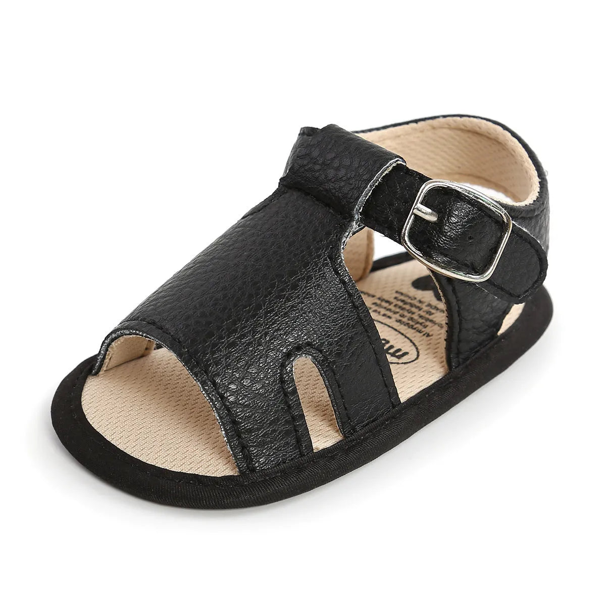 Synthetic leather toddler baby sandals summer breathable non-slip plain pattern