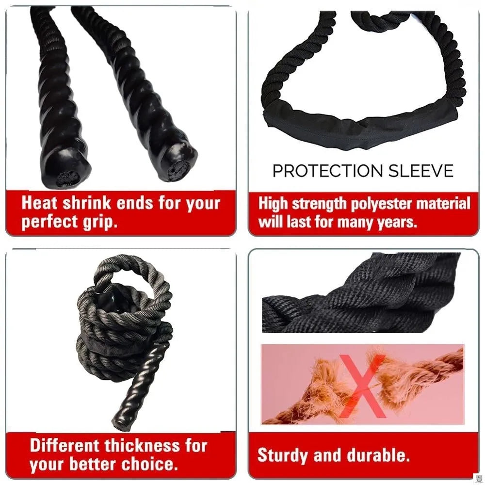 25mm heavy battle rope for Crossfit training, available in 2.8m or 3.0m lengths