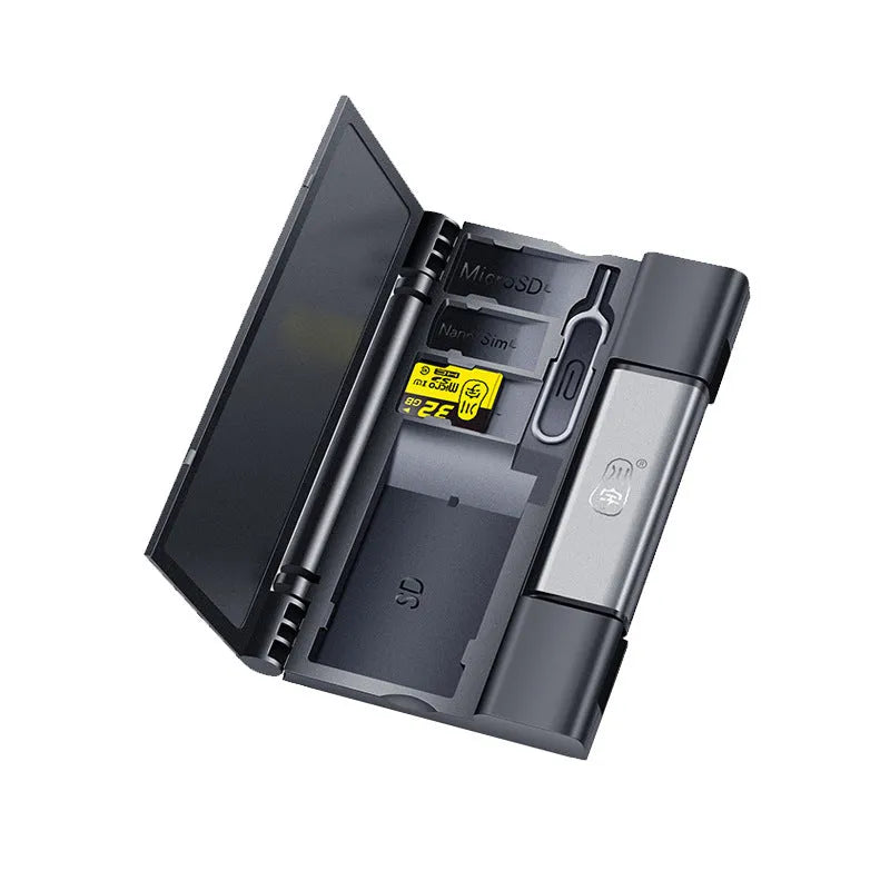 C350D grey card reader and storage box for SD, TF, CF, MS PRO and SDHC cards with USB 2.0 interface