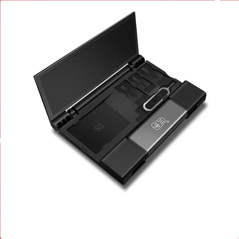 C350D grey card reader and storage box for SD, TF, CF, MS PRO and SDHC cards with USB 2.0 interface