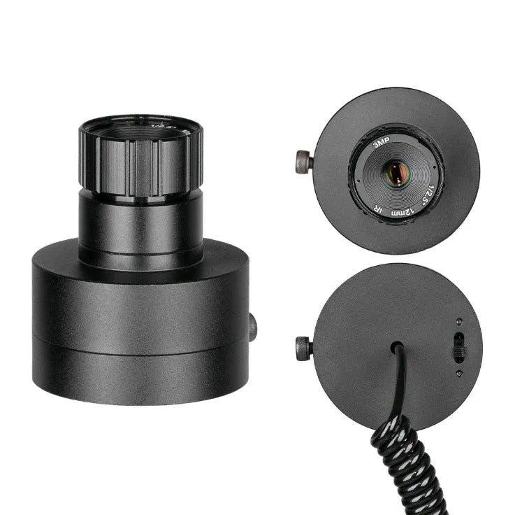 Black digital night vision goggles with 5-inch LCD screen and adjustable objective lens