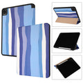 Tri-fold flip tablet case with pen slot for iPad, PU and TPU cover, blue green pink red