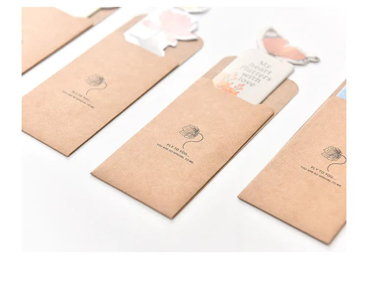Butterfly-shaped paper bookmark measuring 13.5cm by 5.5cm with creative stationery design