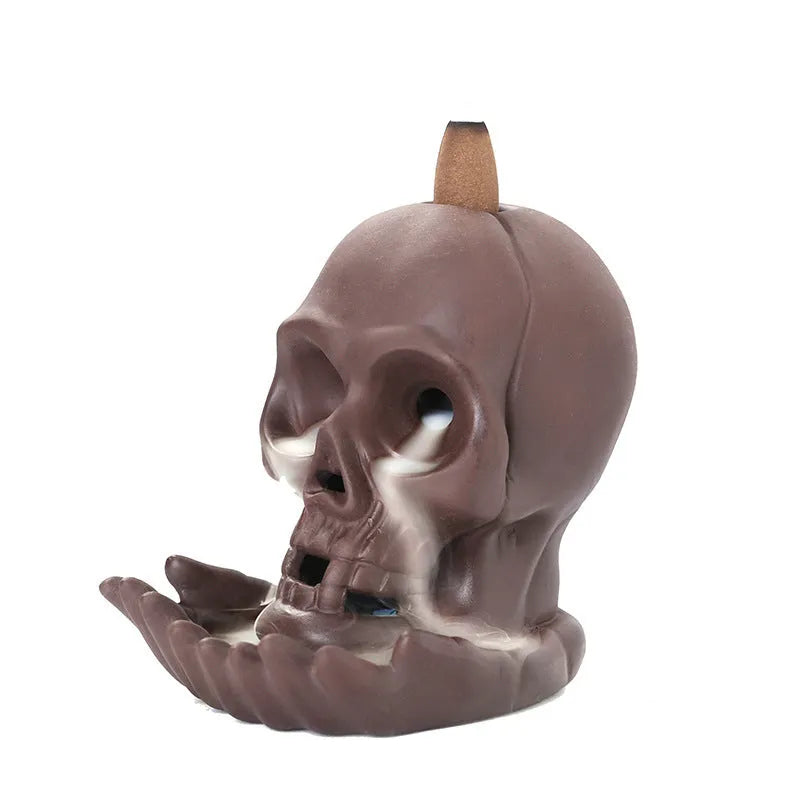 Purple clay zisha Halloween reflux incense burner, 10.5cm tall, with downward smoke effect