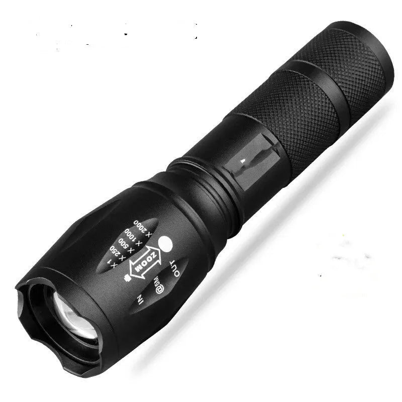 Shustar 10W rechargeable LED flashlight in black, portable hand torch for camping and home use