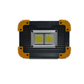 Rechargeable double square COB searchlight work light with dual battery options.