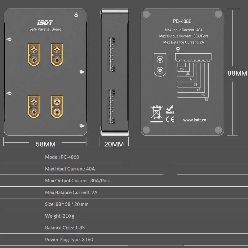 Grey Astor parallel charging board for RC aircraft battery accessories