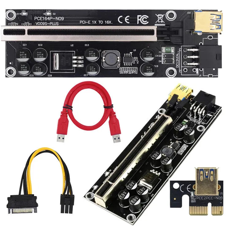 Riser Card 009s Plus PCI-E PCI Express 16X to 1X USB 3.0 extender 60cm cable black colour