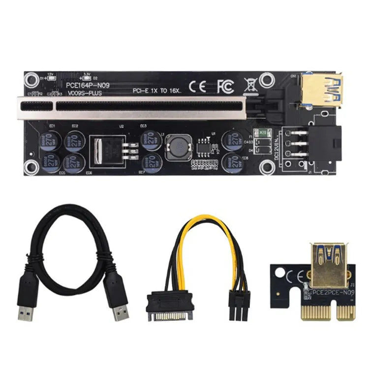 Riser Card 009s Plus PCI-E PCI Express 16X to 1X USB 3.0 extender 60cm cable black colour