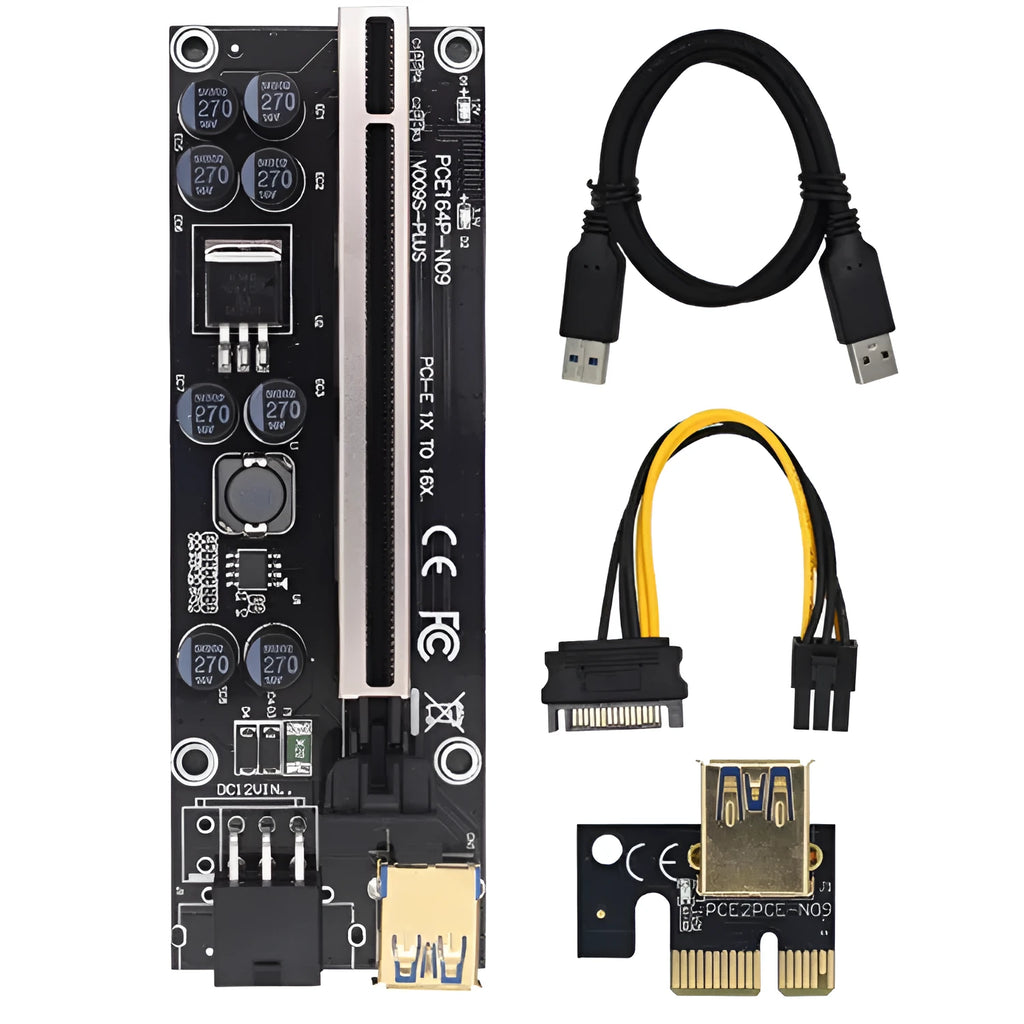 Riser Card 009s Plus PCI-E PCI Express 16X to 1X USB 3.0 extender 60cm cable black colour