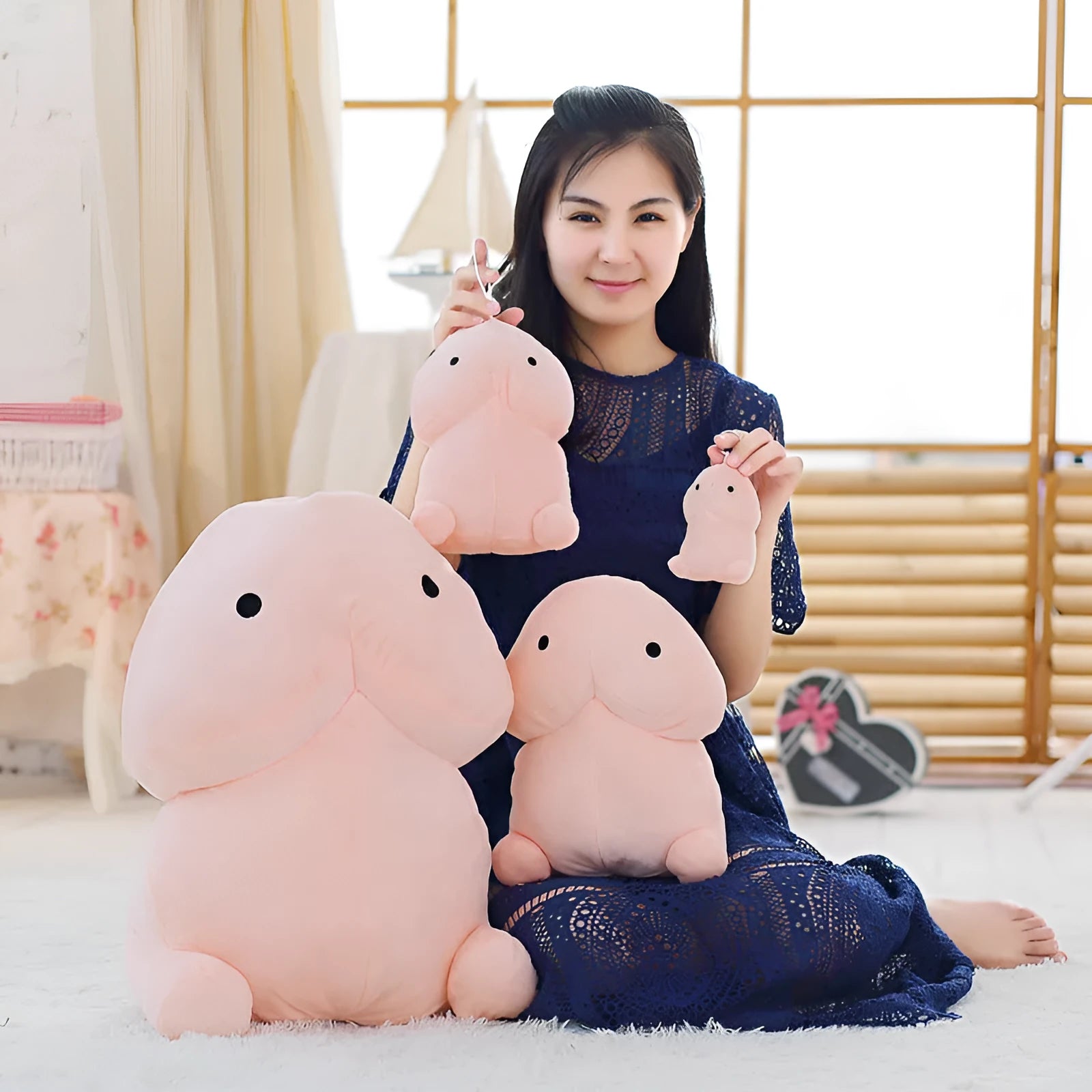 Pray For Xiao Ding spoof squeaking plush doll in super soft short plush, 10cm to 50cm size options