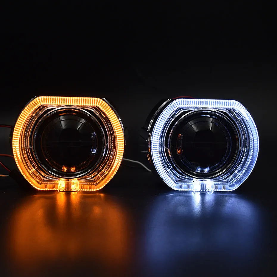 Square LED car DRL daytime running light, 12V 35W, integrated lampshade, white or yellow turn signal option.