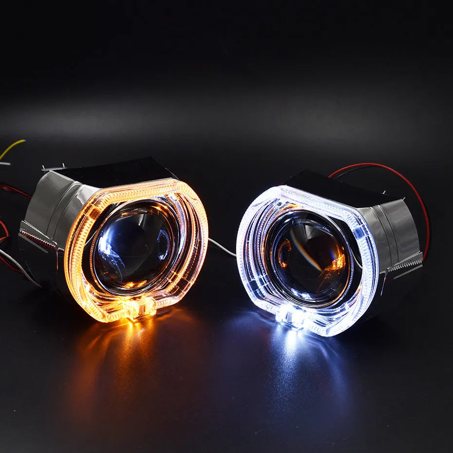 Square LED car DRL daytime running light, 12V 35W, integrated lampshade, white or yellow turn signal option.