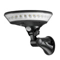 Outdoor solar-powered security light with 360-degree LEDs and a motion sensor in a white ABS housing.