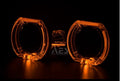 Square LED car DRL daytime running light, 12V 35W, integrated lampshade, white or yellow turn signal option.