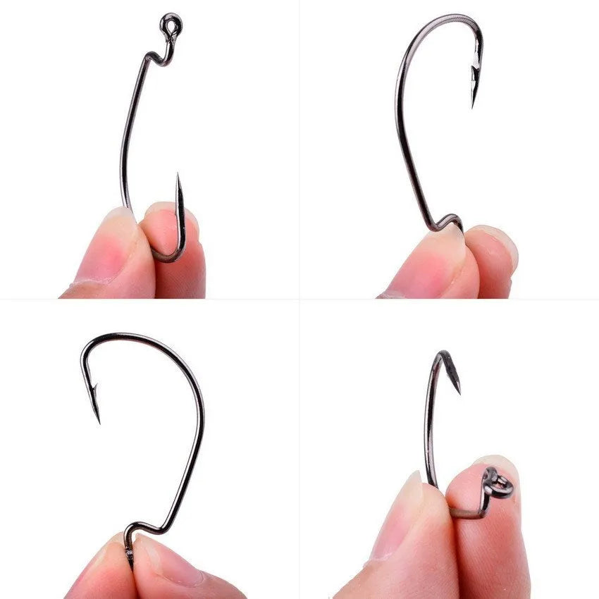 High carbon steel narrow wide belly crank fish hook with barbs for grouper sea fishing
